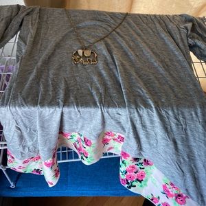 Half floral print shirt